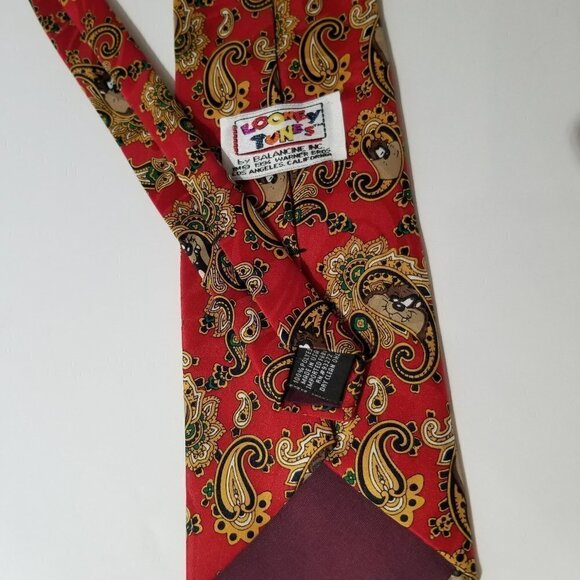 Looney Tunes Necktie Taz Paisley Design Tie 1994 Warner Bros. Vintage - Picture 2 of 6